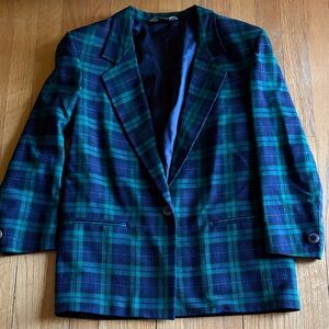 vintage oversized plaid wool blend blazer